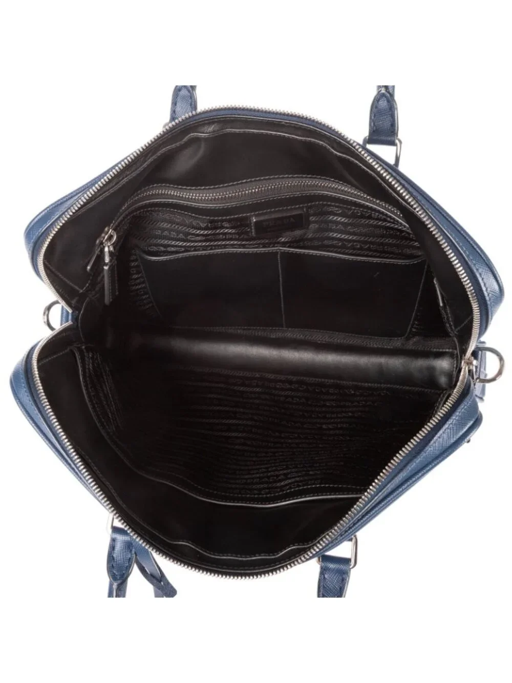 Prada Briefcase Blue Saffiano Leather
